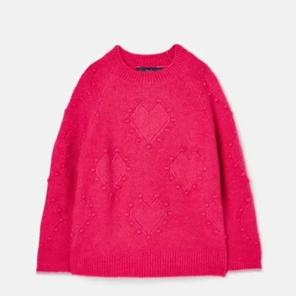 Joules Pink Heart Knit Ofelia Sweater - Size 6